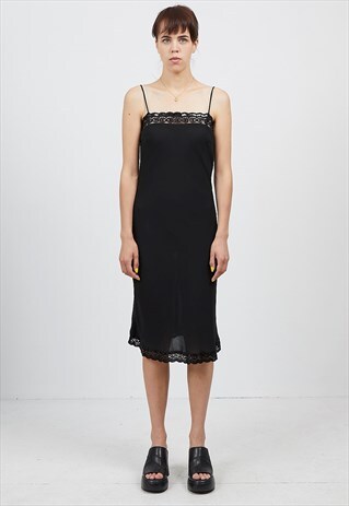 VINTAGE BLACK PELICANA SLEEVELESS MIDI DRESS
