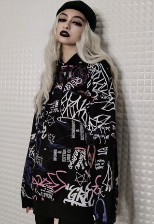 DROP SHOULDER PREMIUM QUALITY GRAFFITI PAINT HOODIE IN WHITE