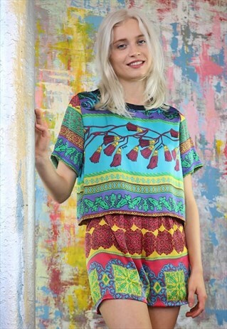 SHORTS & BOX TOP CO-ORDINATES IN SILKY MARRAKESH TILE PRINT