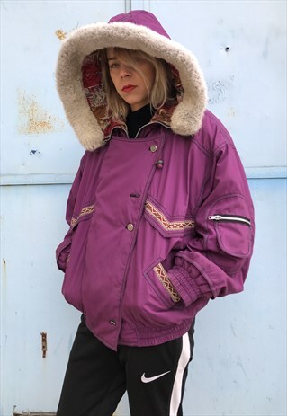VINTAGE 80' OLDSCHOOL COOL UNISEX PURPLE BOMBER JACKET