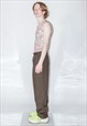 90'S VINTAGE SKATER FIT CLASSY TROUSERS IN DEEP OLIVE GREEN