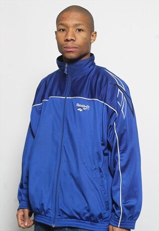 VINTAGE REEBOK LOGO WINDBREAKER JACKET BLUE