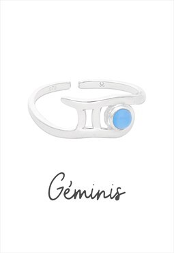 Gemini horoscope zodiac ring in 925 sterling silver