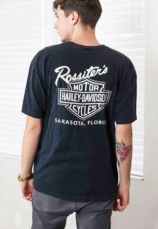 VINTAGE HARLEY-DAVIDSON ROSSITER'S T-SHIRT LOGO 90S XL 9.3