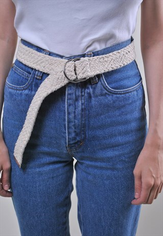VINTAGE WHITE WOMEN ROPE OVERSIZE MINIMALIST BELT