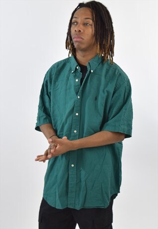 VINTAGE 90S GREEN RALPH LAUREN COTTON SHIRT