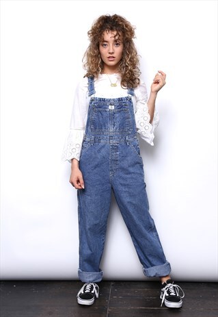 VINTAGE 90S CALVIN KLEIN BLUE COTTON DENIM DUNGAREES