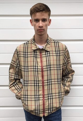 MENS BURBERRY REVERSIBLE JACKET RED NOVA CHECK HARRINGTON