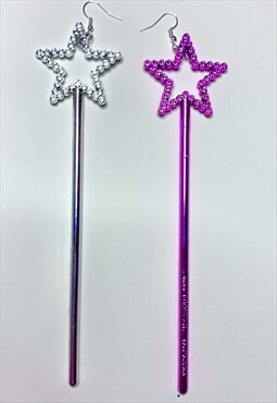 magical plastic fairy wand festival earrings