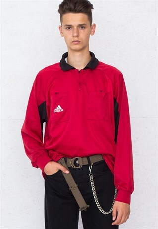 VINTAGE RED ADIDAS LOGO LONG SLEEVE TOP