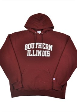 Vintage Southern Illinois Hoodie Sweatshirt Burgundy Large