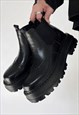 HIGH PLATFORM BROGUE BOOTS CHUNKY SOLE SLIP ON SHOES BLACK