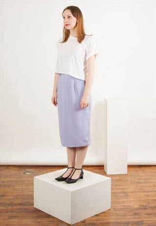 PENCIL KNEE SKIRT / BOLD PURPLE SKIRT