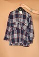 Vintage 90s plaid flannel blue red check over shirt unisex M