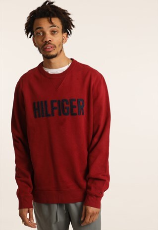 VINTAGE TOMMY HILFIGER EMBROIDERED SPELLOUT SWEATSHIRT