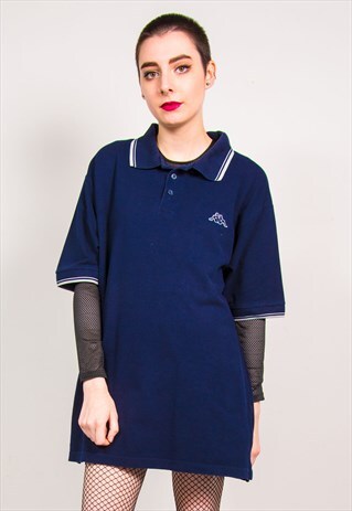 KAPPA VINTAGE 90'S NAVY BLUE OVERSIZED POLO TOP T-SHIRT