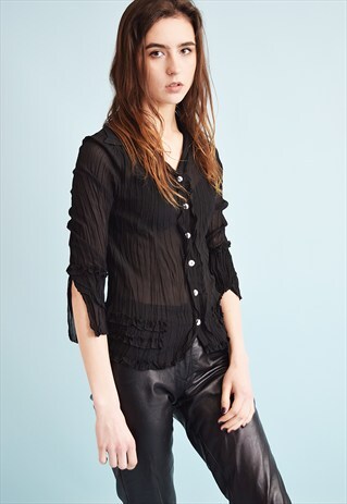 90'S RETRO GRUNGE KITSCH SHEER MESH TEEN TOP BLOUSE