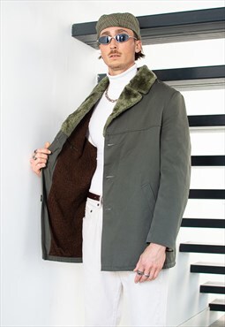Vintage 90s Oversize Classic Khaki Green Spring Coat Jacket 