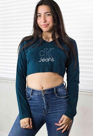 VINTAGE CK CALVIN KLEIN CROP TOP REWORKED LOGO 90S X 6.9