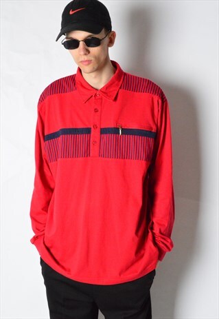 VINTAGE 90S RED LONG SLEEVE POLO SHIRT