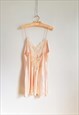 1990S VINTAGE PINK LACE SLIP DRESS SIZE M WEDDING NIGHT GOWN