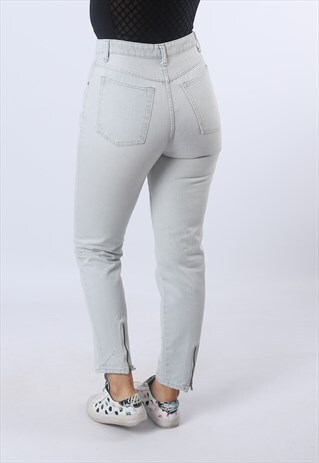 HIGH WAISTED DENIM JEANS TAPERED LEG VINTAGE UK 8 - 10 (K95U