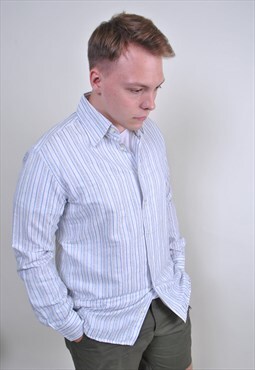 Minimalist striped shirt, 90's flowers button down shirt