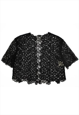 VINTAGE 90S DIOR BLACK LACE JACKET/TOP BUTTONLESS
