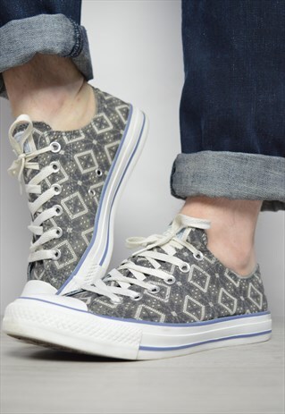 VINTAGE 90S CONVERSE GREY & WHITE AZTEC OX SHOES GRUNGE