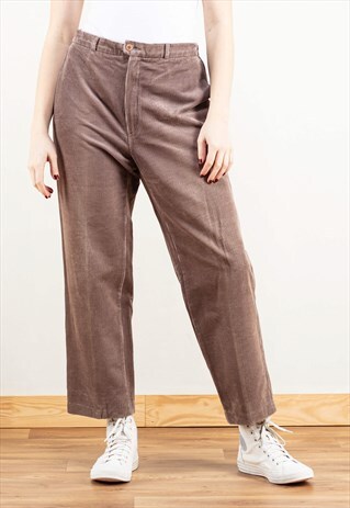 VINTAGE WOMEN 90'S BROWN CORD TROUSERS 