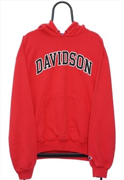 Vintage Champion Spellout Davidson Red Hoodie Mens