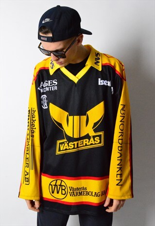 TACKLA VINTAGE 90S COLOURFUL OVERSIZED SWEDISH HOCKEY JERSEY
