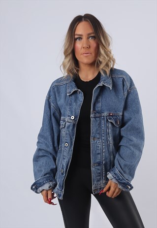 DENIM JACKET OVERSIZED FITTED VINTAGE MUSTANG UK 16 (EM2I)