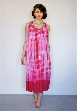 PINK TIE DIE BEACH DRESS