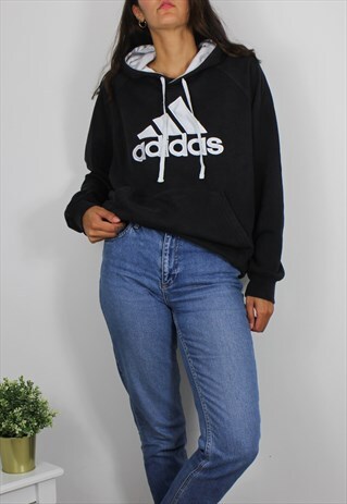 VINTAGE ADIDAS SWEATSHIRT JUMPER W STATEMENT LOGO FRONT