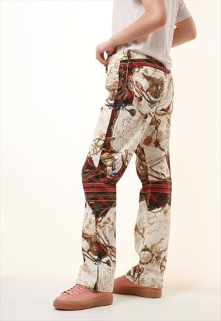 90S VINTAGE ROBERTO CAVALLI CRAZY FLORAL TROUSERS 847