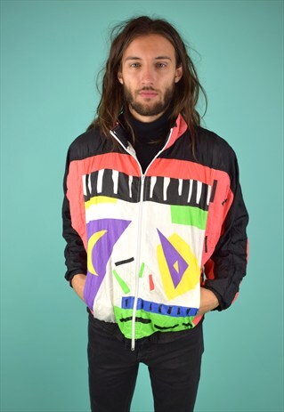 VINTAGE 80'S PATTERNED SHELL JACKET