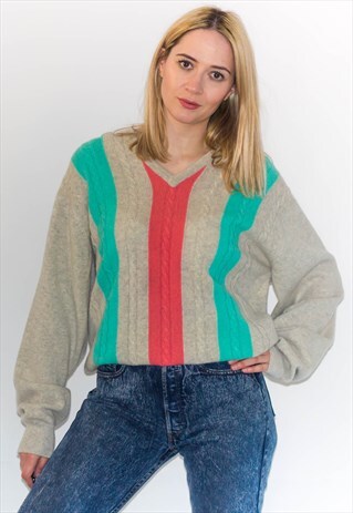 90'S PASTEL PRINT PRINGLE PURE WOOL JUMPER