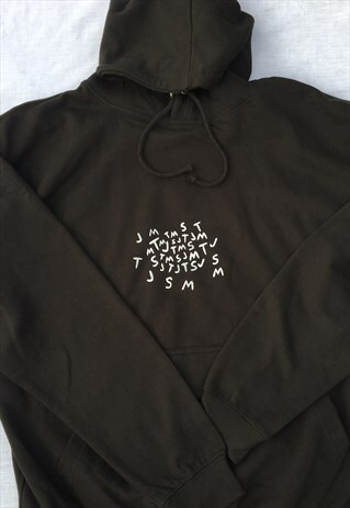 BLACK MONOPRINT LETTERS LOGO HOODIE
