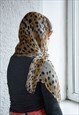 VINTAGE 80'S BROWN LEOPRAD PRINT SCARF