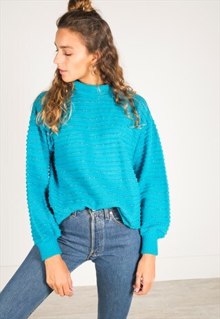 VINTAGE 80S KNIT TURTLE NECK JUMPER / R2908