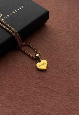 Repurposed Authentic Prada Heart tag - Necklace