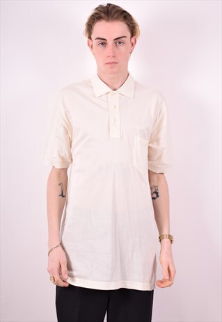 YVES SAINT LAURENT MENS VINTAGE POLO SHIRT LARGE WHITE 90S