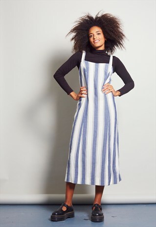 VINTAGE STRIPY 90'S PINAFORE DRESS