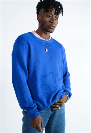 VINTAGE CHAPS KNITTED JUMPER IN BLUE.