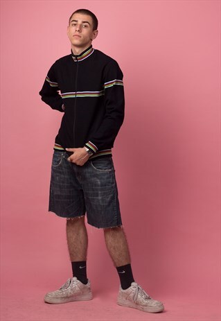 70'S RAINBOW STRIPED ZIP - UP CARDIGAN