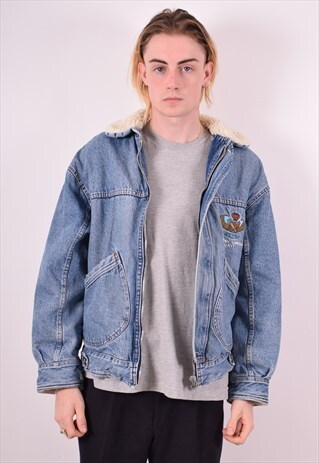 LEVI'S MENS VINTAGE DENIM SHERPA JACKET XL BLUE 90S