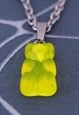CRW Silver Yellow Resin Gummy Bear Necklace 