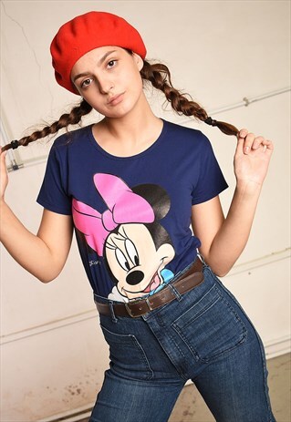 Y2K RETRO NOVELTY MINNIE MOUSE PRINT T-SHIRT TOP TEE DISNEY