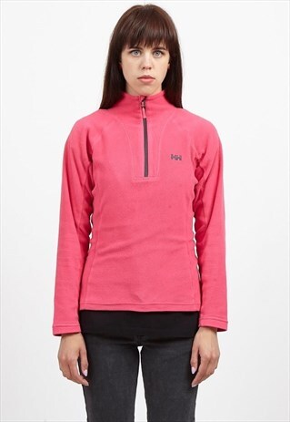 VINTAGE PINK HELLY HANSEN LOGO 1/4 ZIP PULLOVER SWEATSHIRT